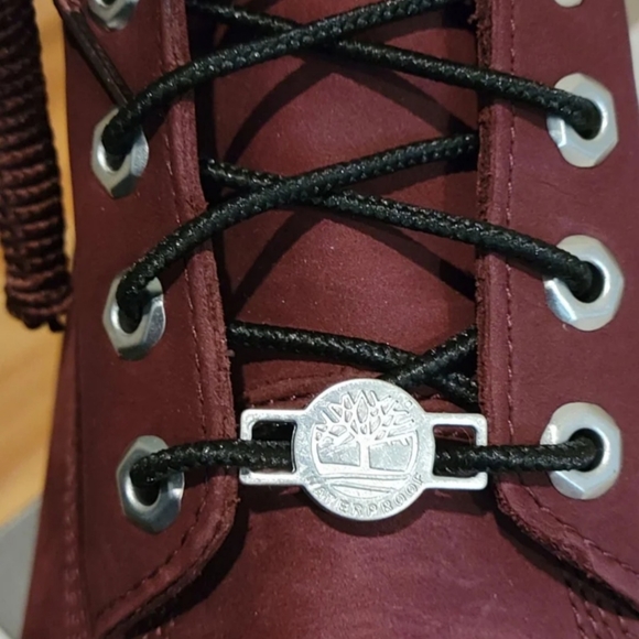 Mens Timberland 6" Premium Boots Burgundy with Beige Collar - Picture 8 of 11